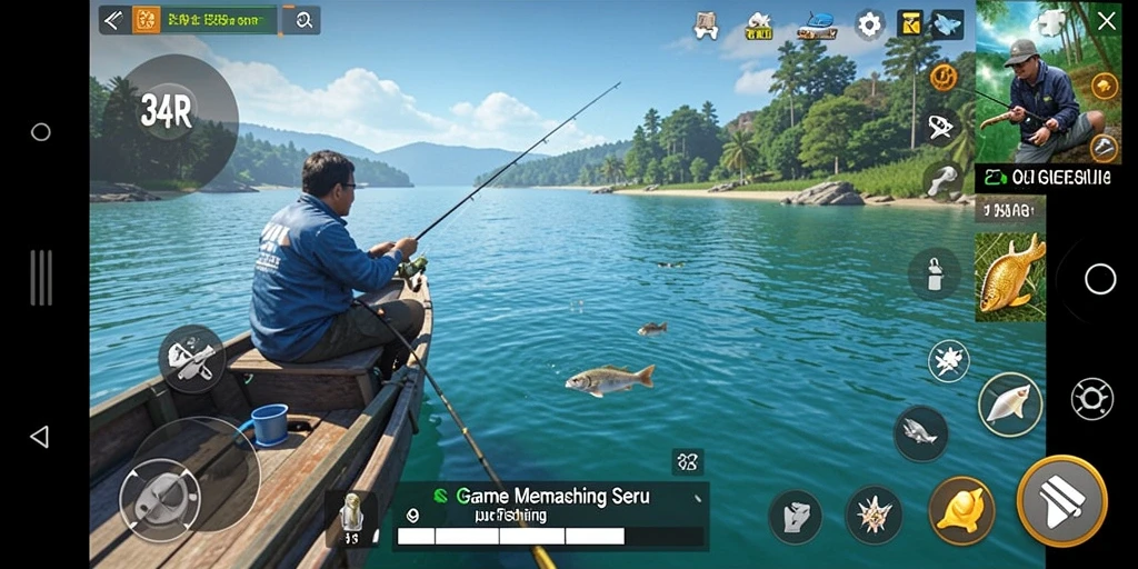 Tampilan gameplay 34R menampilkan momen memancing yang mendebarkan.