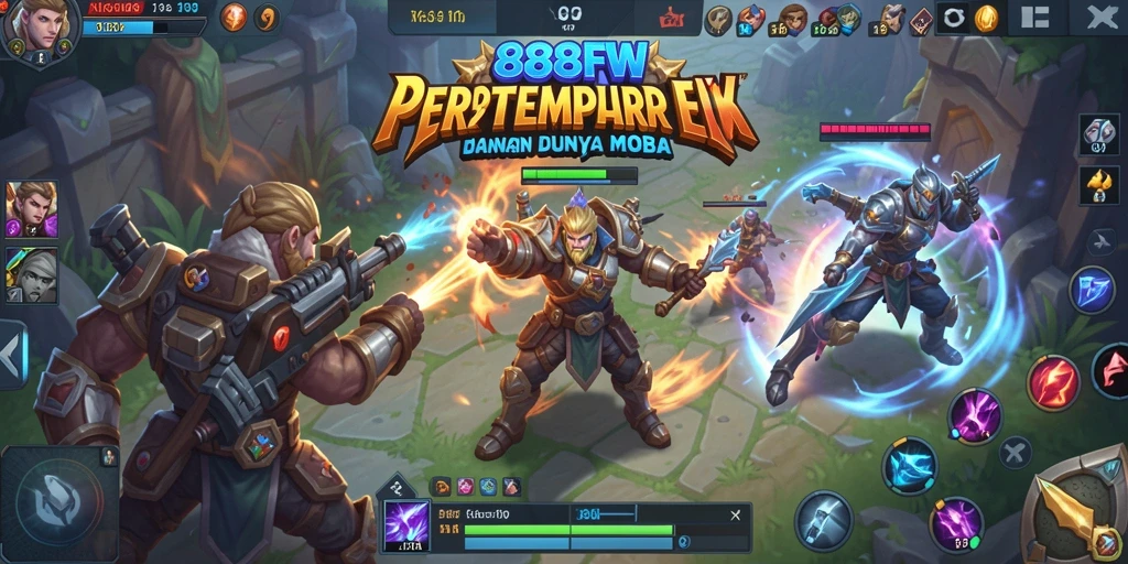Tangkapan layar gameplay 888FW dengan pertempuran intens antara karakter.