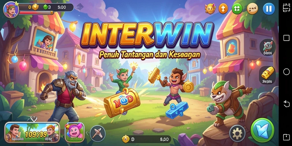 Screenshot utama INTERWIN menunjukkan gameplay yang intens dan penuh aksi.