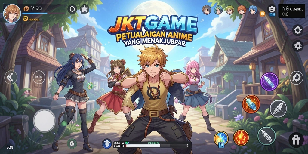 Screenshot JKTGAME menampilkan aksi pertarungan seru karakter Anime.