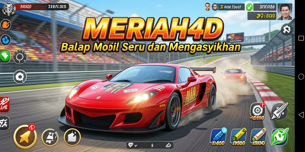 Screenshot gameplay MERIAH4D yang menampilkan balapan mendebarkan.