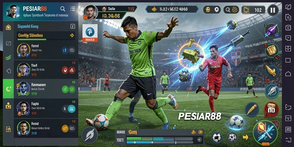 Screenshot gameplay PESIAR88 yang menampilkan antarmuka sportsbook yang interaktif.