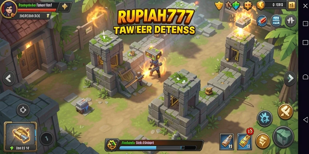 Screenshot gameplay RUPIAH777 menampilkan aksi menara bertahan yang seru.