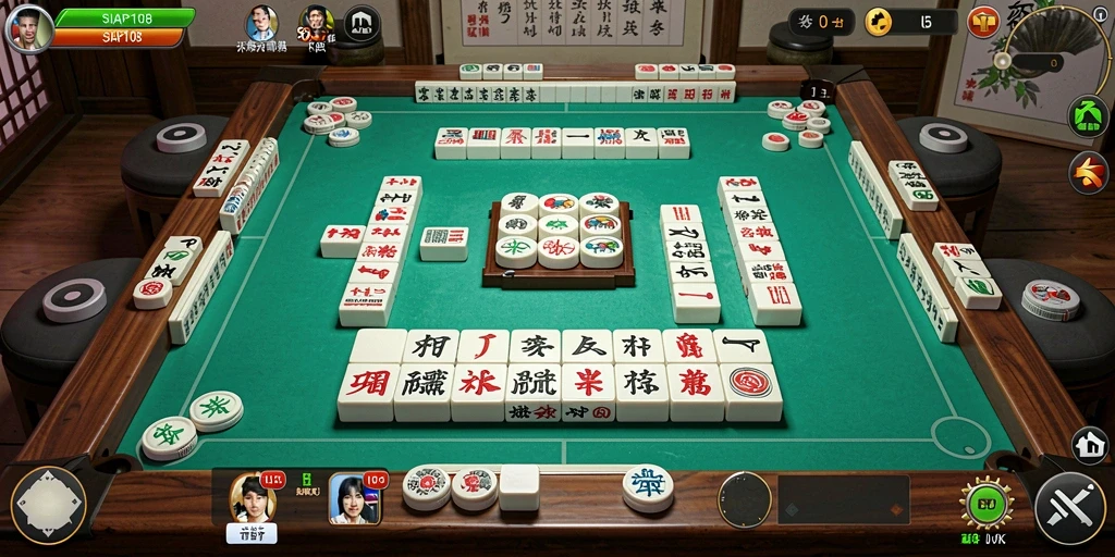 Tampilan gameplay menarik dari SIAP108 saat menyusun ubin Mahjong.