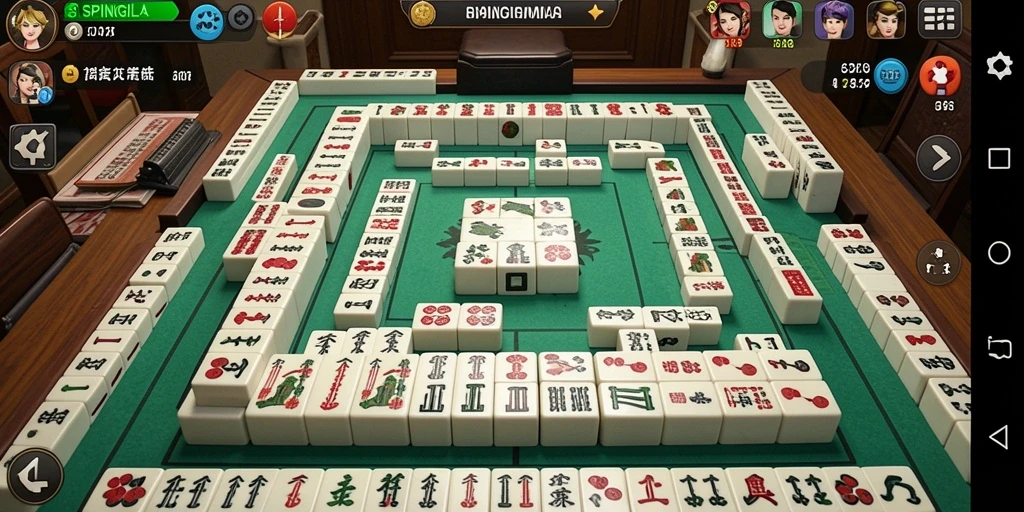 Tampilan gameplay SPINGILA yang menarik dalam suasana Mahjong.